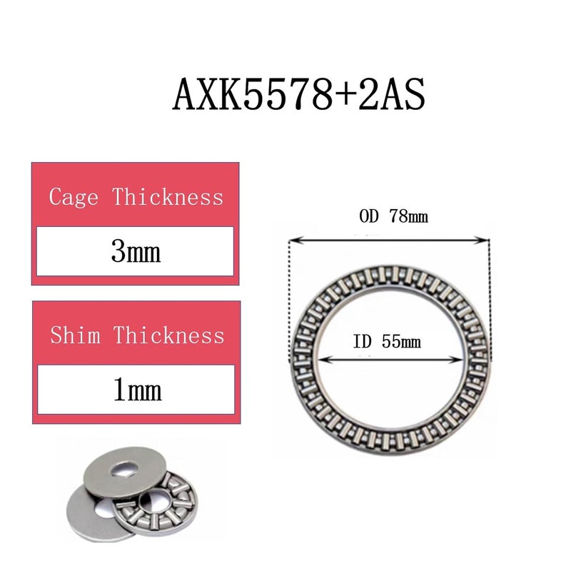 RPS-IND 2 PCS AXK5578 High Precision Thrust Needle Roller Bearings with Washers - Bearing Steel Material - Image 2